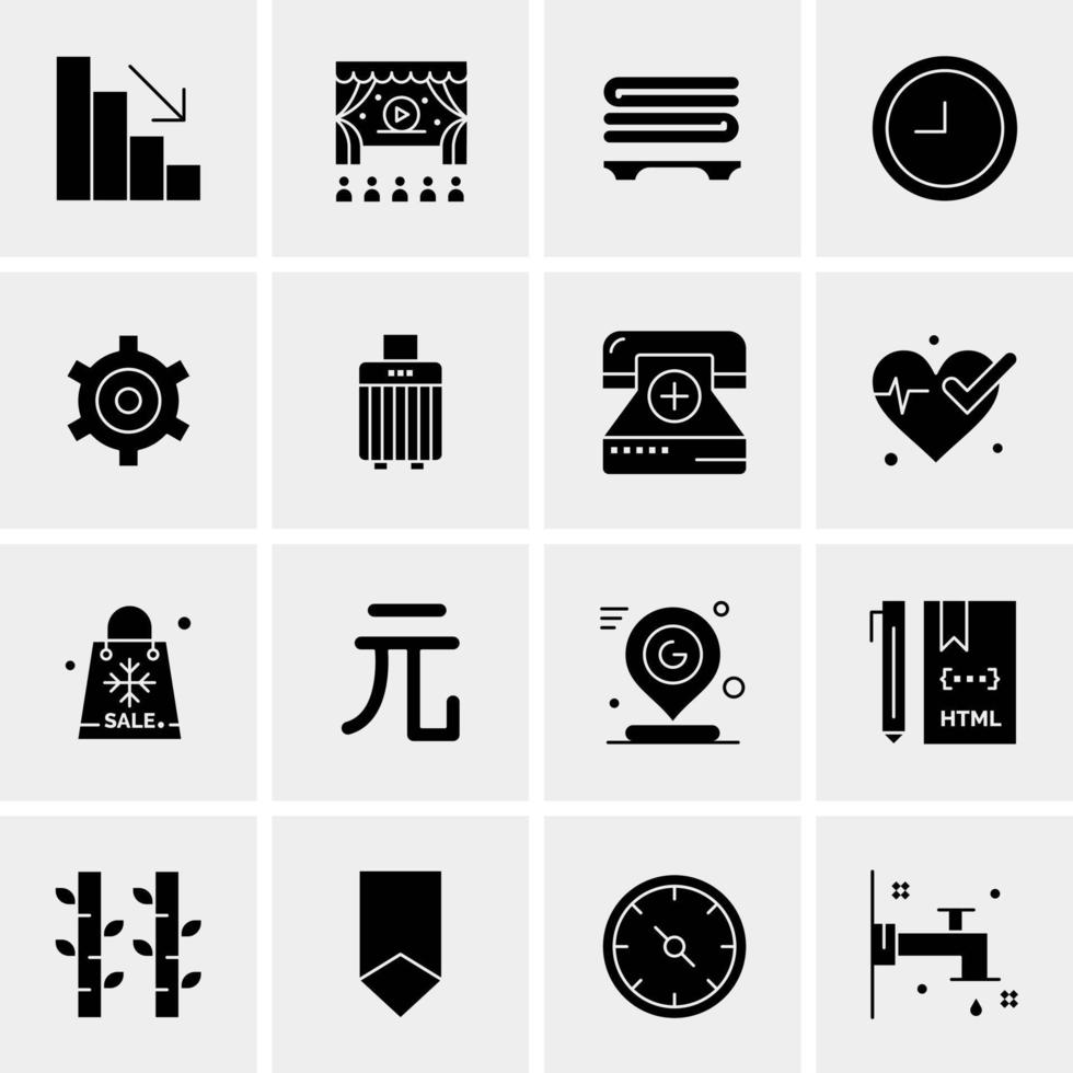 16 iconos de negocios universales vector ilustración de icono creativo para usar en proyectos relacionados con la web y dispositivos móviles