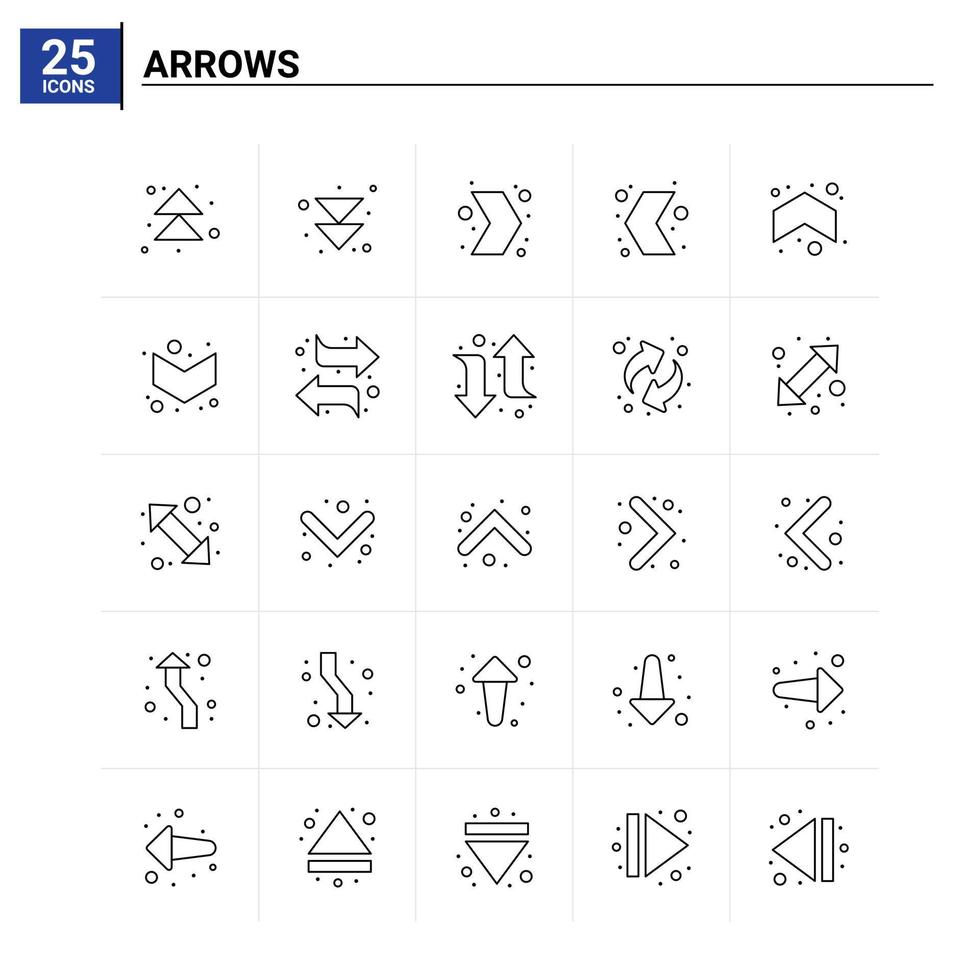 25 Arrows icon set vector background