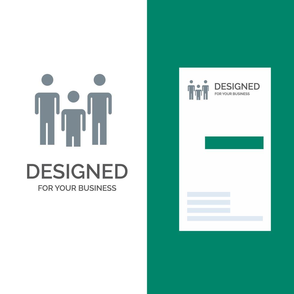 Family Couple Kids Health Grey Logo Design and Business Card Template vector