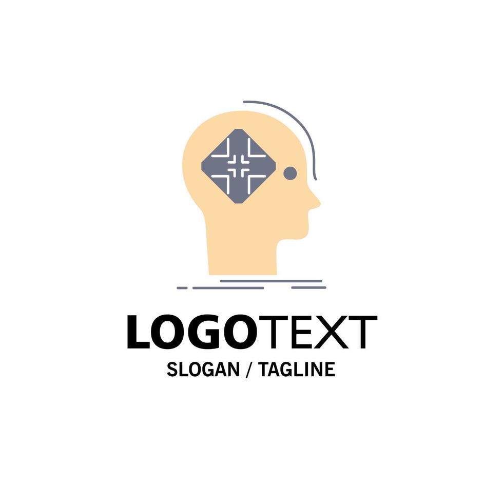 Advanced cyber future human mind Flat Color Icon Vector