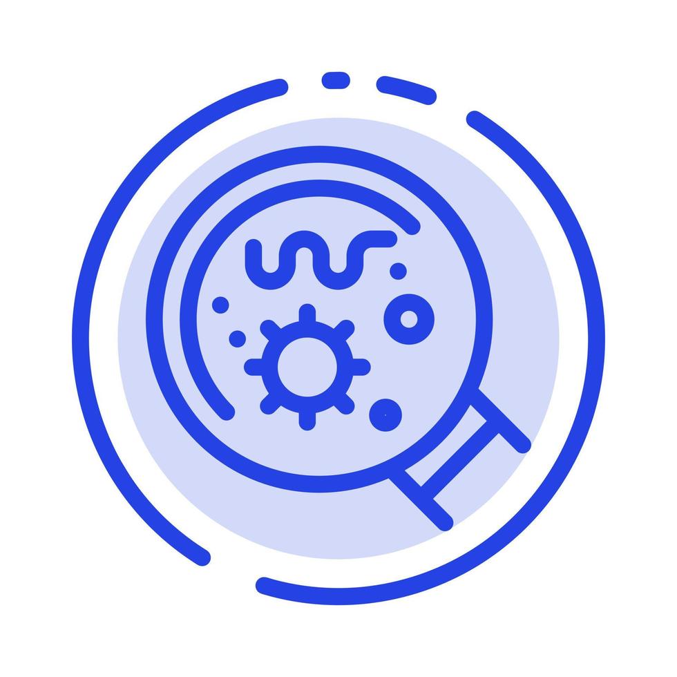 Germs Laboratory Magnifier Science Blue Dotted Line Line Icon vector