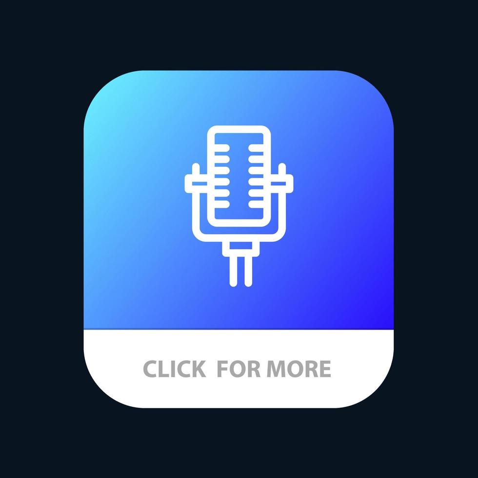 micrófono multimedia grabar canción aplicación móvil botón android e ios línea versión vector