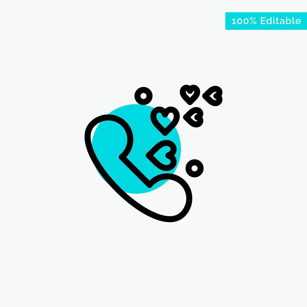 Phone Love Heart Wedding turquoise highlight circle point Vector icon