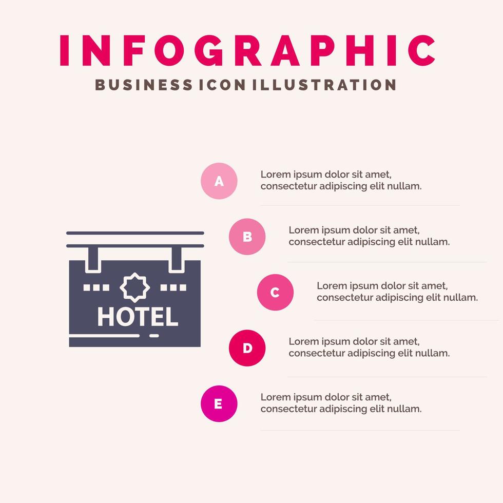 Hotel Sign Board Location Infographics Presentation Template 5 Steps Presentation vector