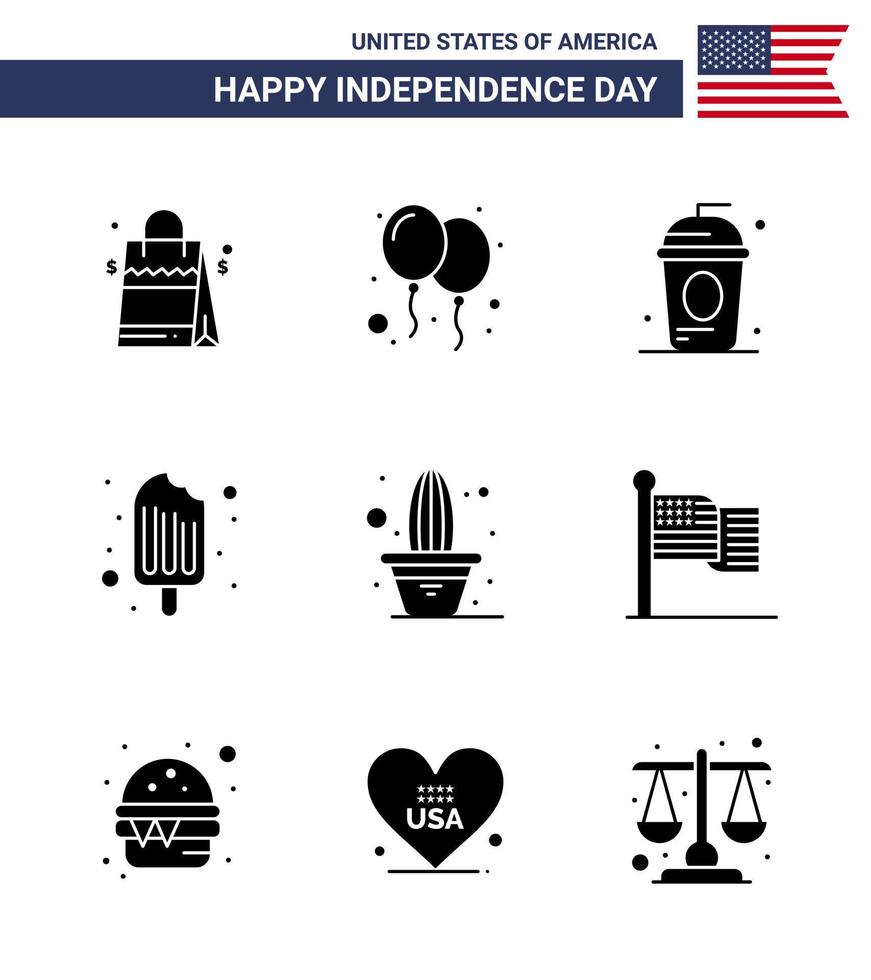 9 iconos creativos de EE. UU. Signos de independencia modernos y símbolos del 4 de julio de elementos de diseño vectorial editables del día de EE. UU. vector