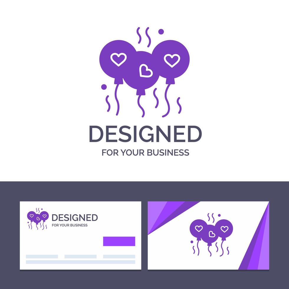 Creative Business Card and Logo template Balloon Love Heart Wedding Vector Illustration