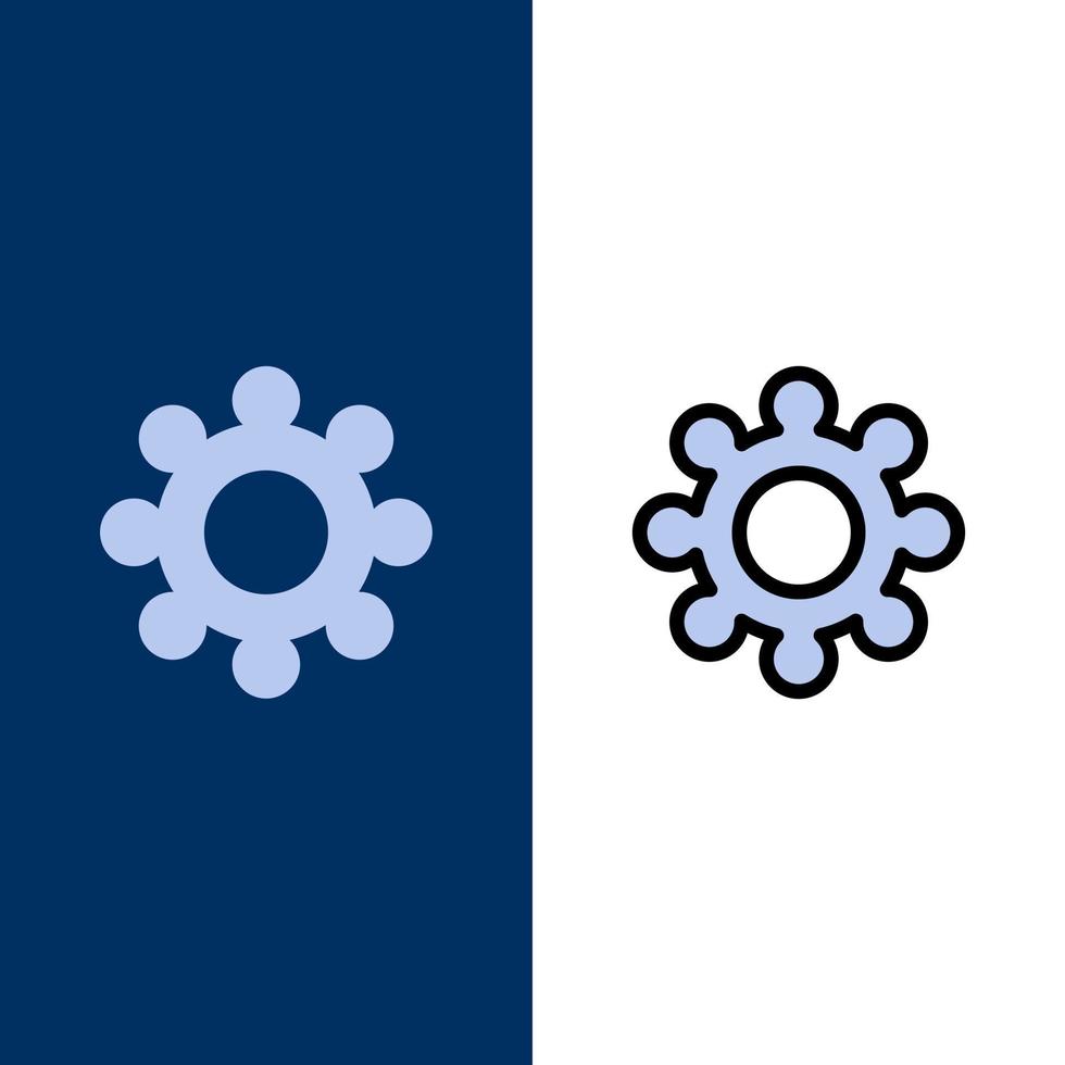 Gear Setting Cogs  Icons Flat and Line Filled Icon Set Vector Blue Background