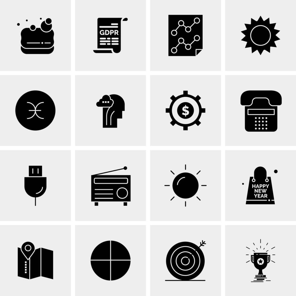 16 iconos de negocios universales vector ilustración de icono creativo para usar en proyectos relacionados con la web y dispositivos móviles