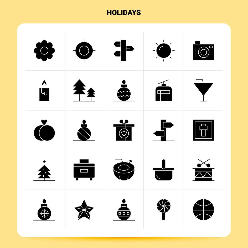 sólido 25 días festivos conjunto de iconos diseño de estilo de glifo vectorial iconos negros conjunto web y diseño de ideas de negocios móviles ilustración vectorial vector