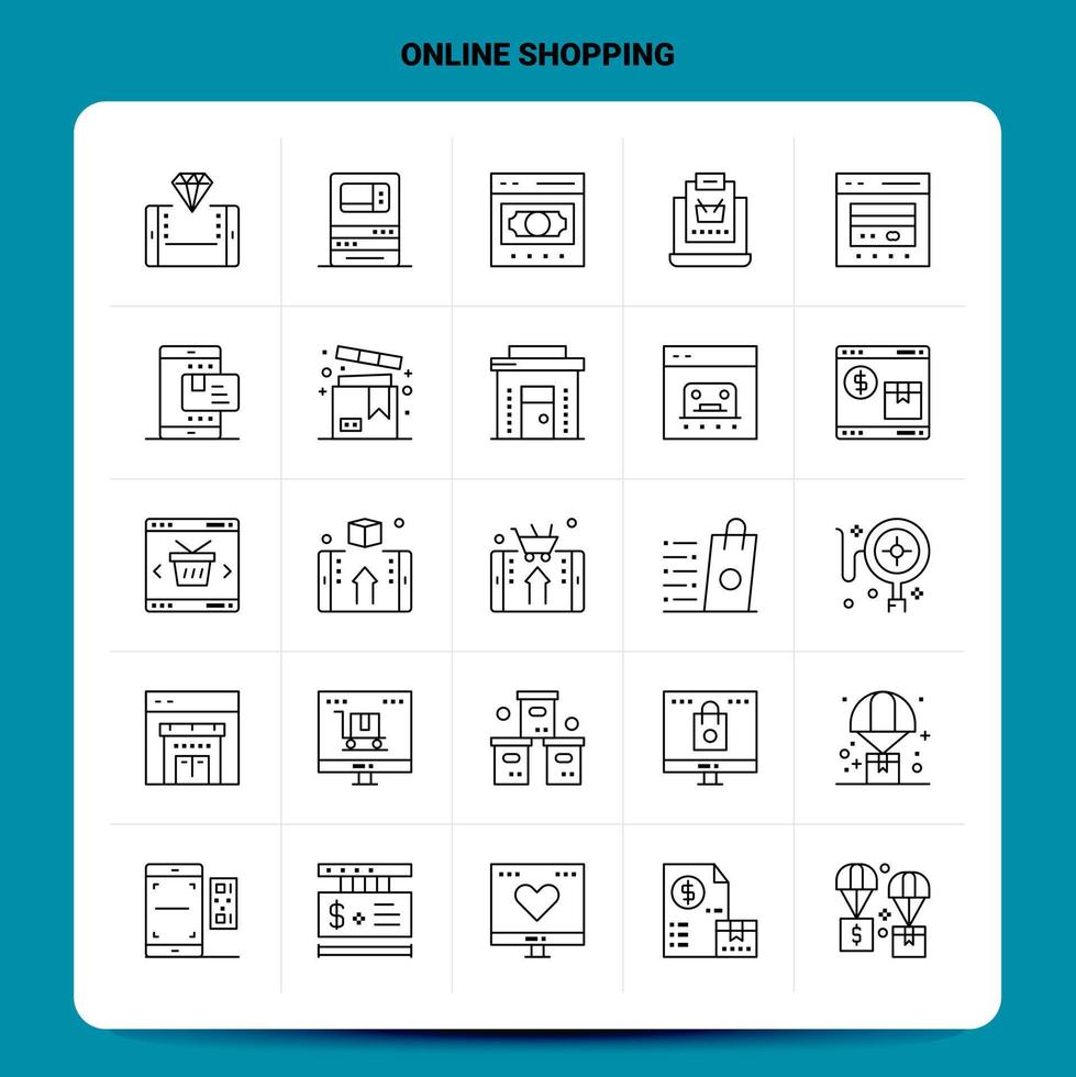 OutLine 25 Online Shopping Icon set Vector Line Style Design Black Icons Set Linear pictogram pack Web and Mobile Business ideas design Vector Illustration