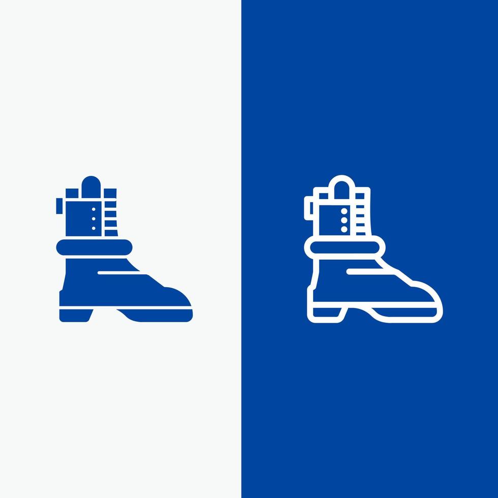 Shoes Boot American Line and Glyph Solid icon Blue banner Line and Glyph Solid icon Blue banner vector