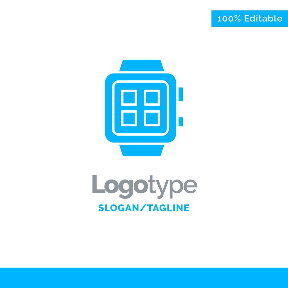 hogar electrónico tecnología inteligente reloj azul plantilla de logotipo sólido lugar para el eslogan vector