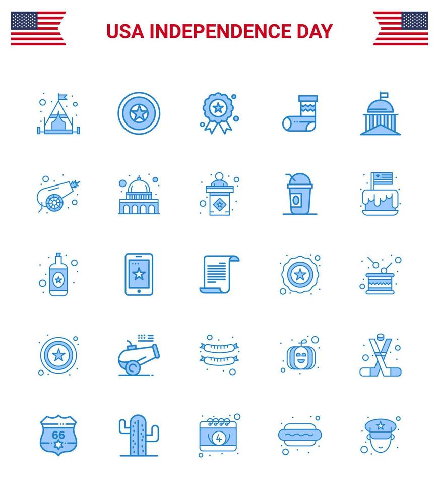 25 Blue Signs for USA Independence Day canon irish christmas ireland flag Editable USA Day Vector Design Elements