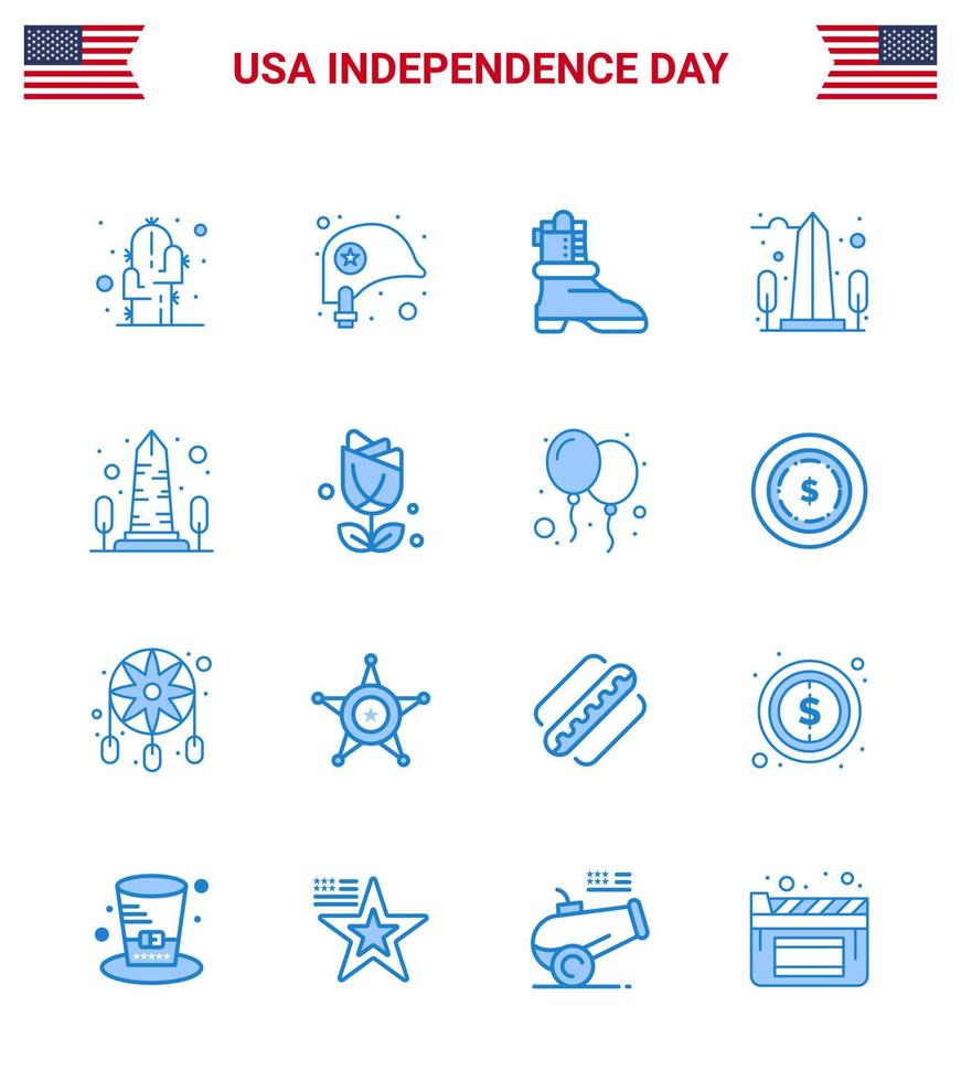 16 Blue Signs for USA Independence Day imerican washington shose usa monument Editable USA Day Vector Design Elements