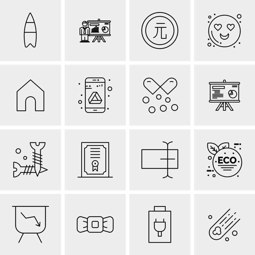 16 iconos de negocios universales vector ilustración de icono creativo para usar en proyectos relacionados con la web y dispositivos móviles