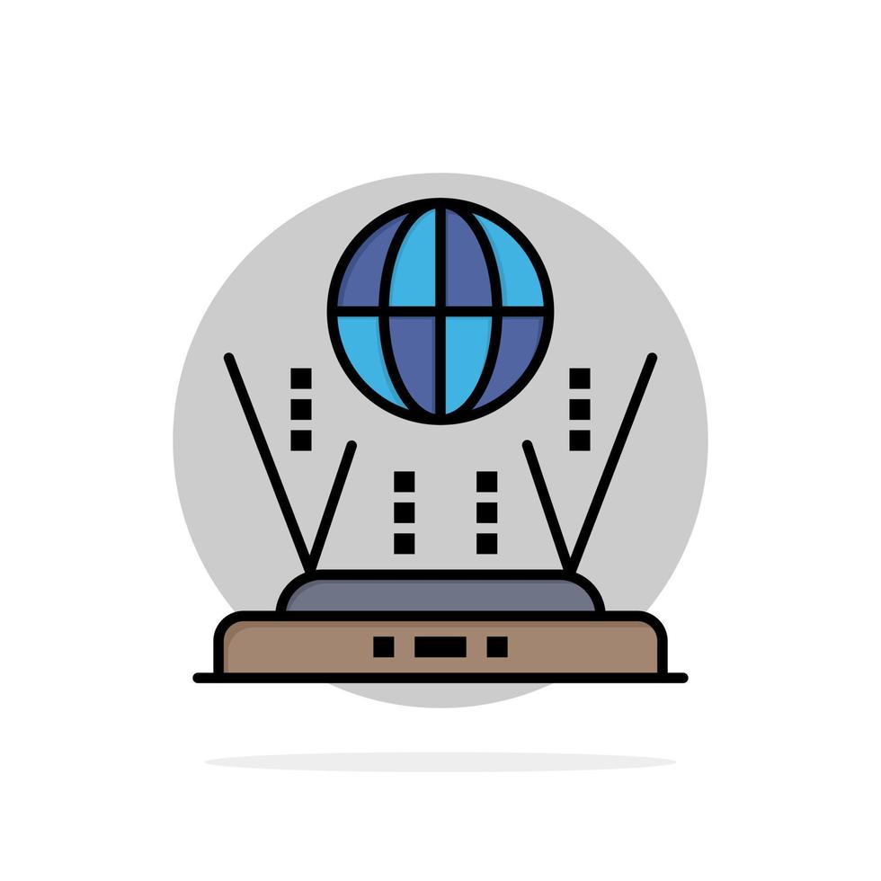Internet Globe Router Connect Abstract Circle Background Flat color Icon vector