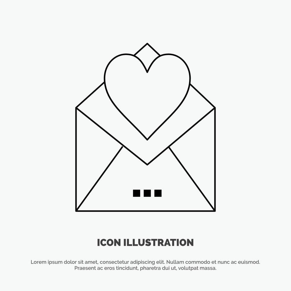 carta correo tarjeta carta de amor amor línea icono vector