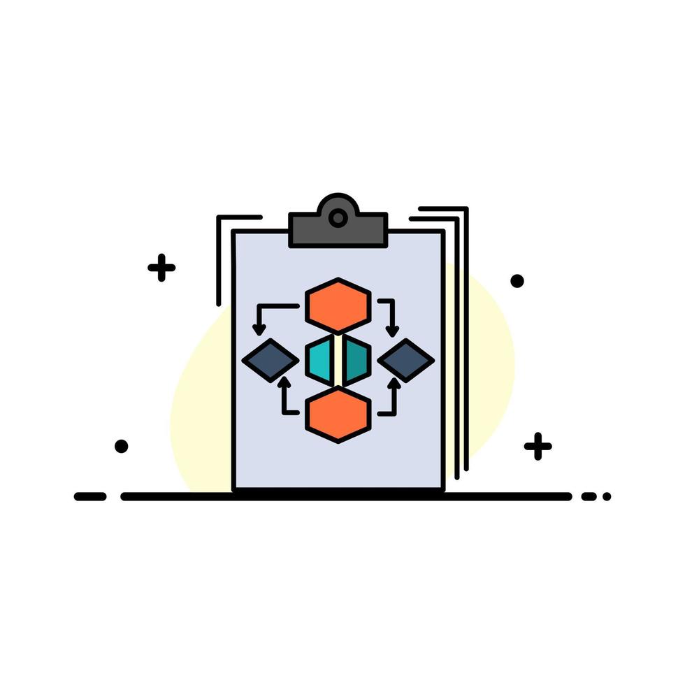 Clipboard Business Diagram Flow Process Work Workflow  Business Flat Line Filled Icon Vector Banner Template