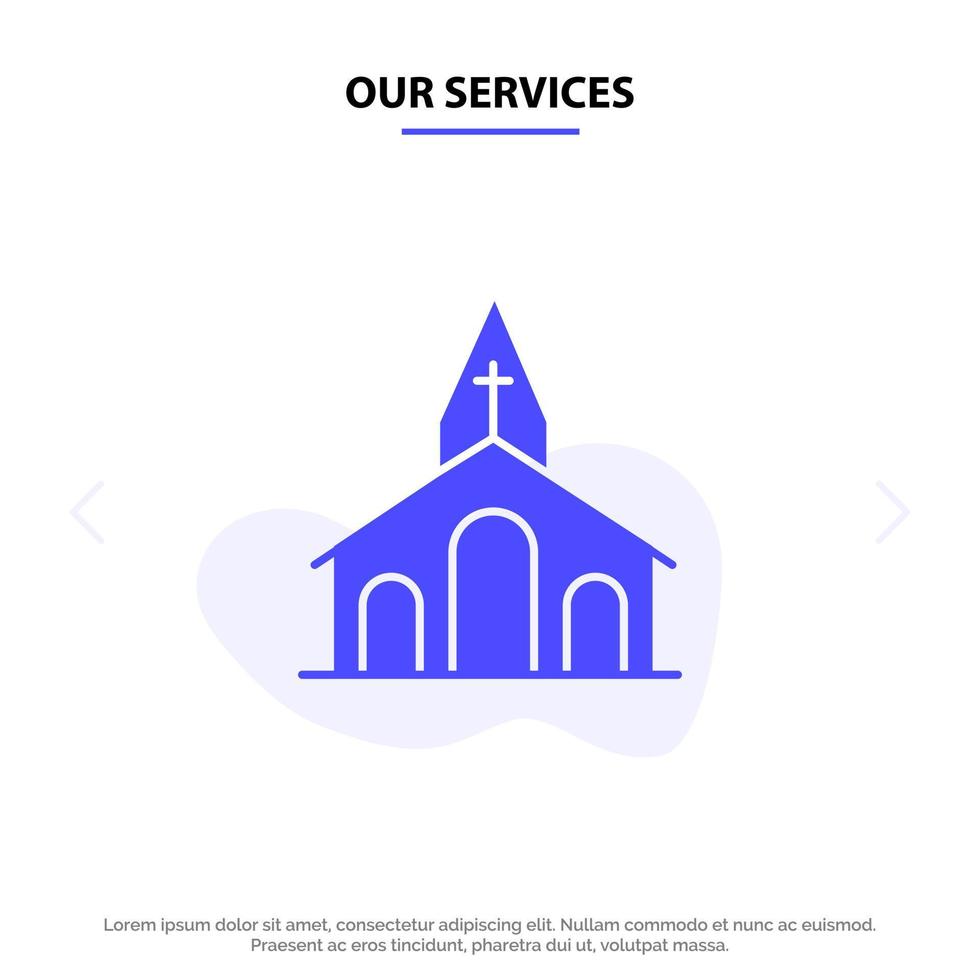 Our Services Church Celebration Christian Cross Easter Solid Glyph Icon Web card Template vector