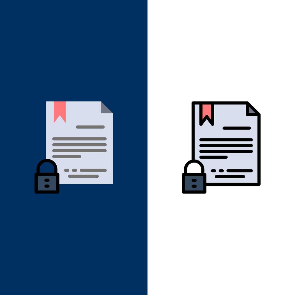 firma electrónica contrato documento digital iconos de internet plano y lleno de línea conjunto de iconos vector fondo azul