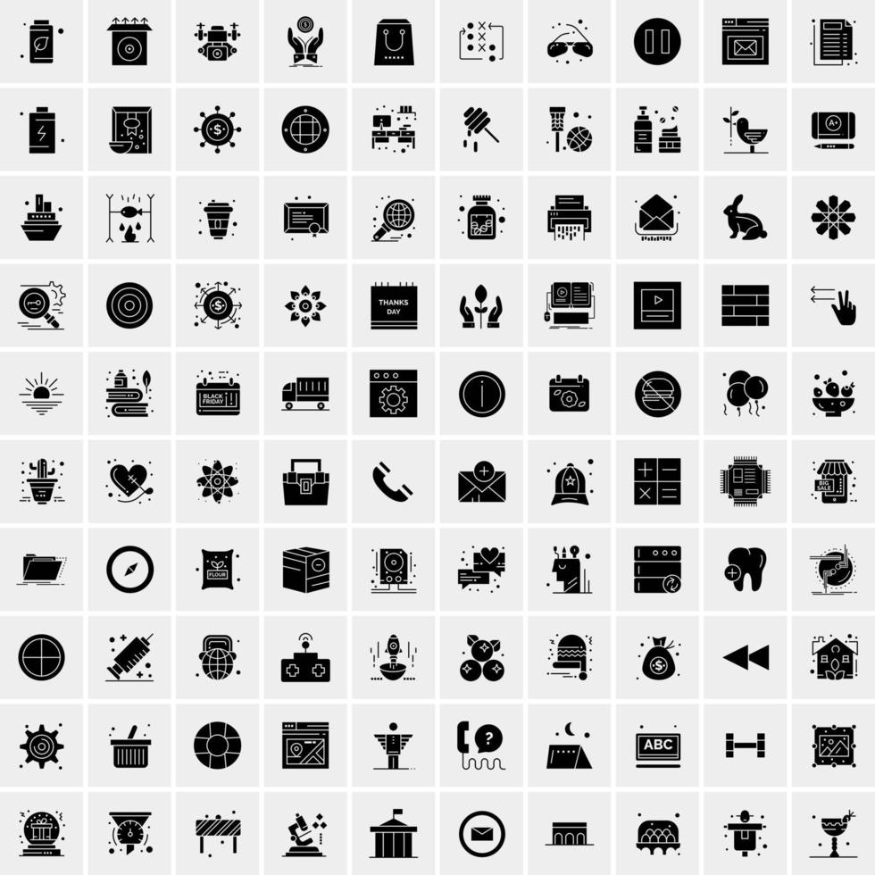 Set of 100 Universal Solid Icons vector