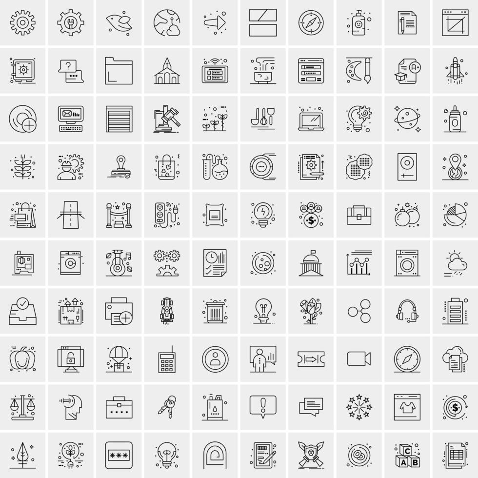 Pack of 100 Universal Line Icons for Mobile and Web vector