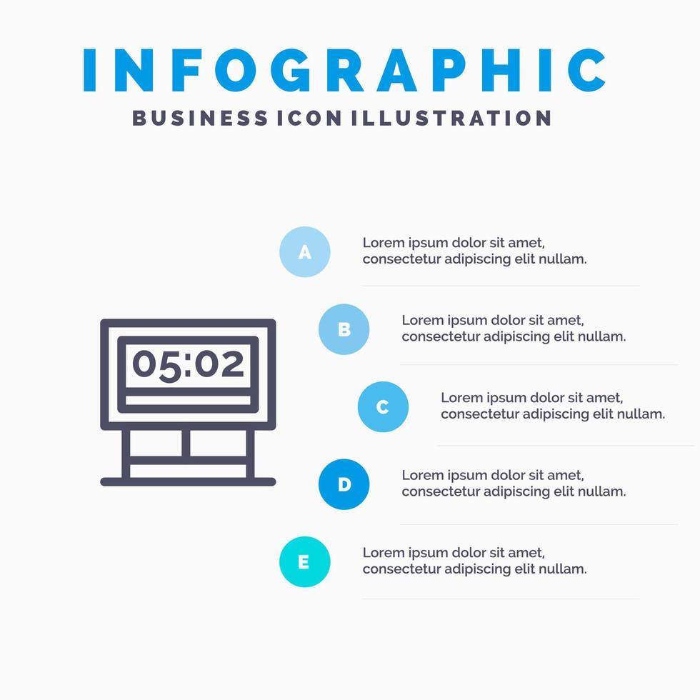 icono de línea de marcador de puntuación de juego de mesa con fondo de infografía de presentación de 5 pasos vector