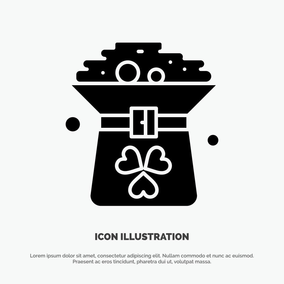 Clover Coin Green Hat In solid Glyph Icon vector