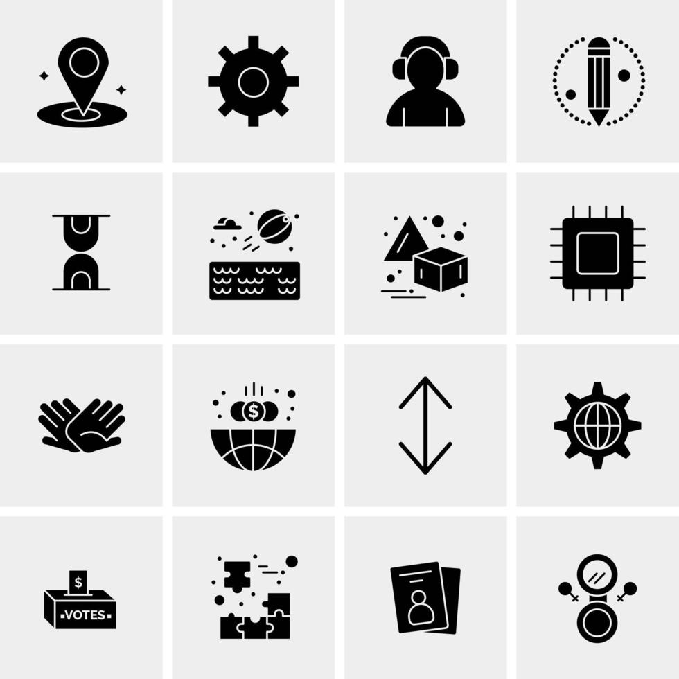 16 iconos de negocios universales vector ilustración de icono creativo para usar en proyectos relacionados con la web y dispositivos móviles