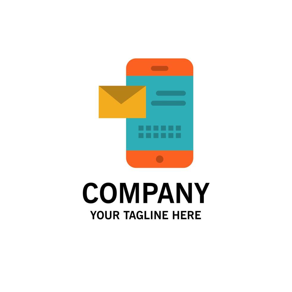 Mobile Message Sms Chat Receiving Sms Business Logo Template Flat Color vector