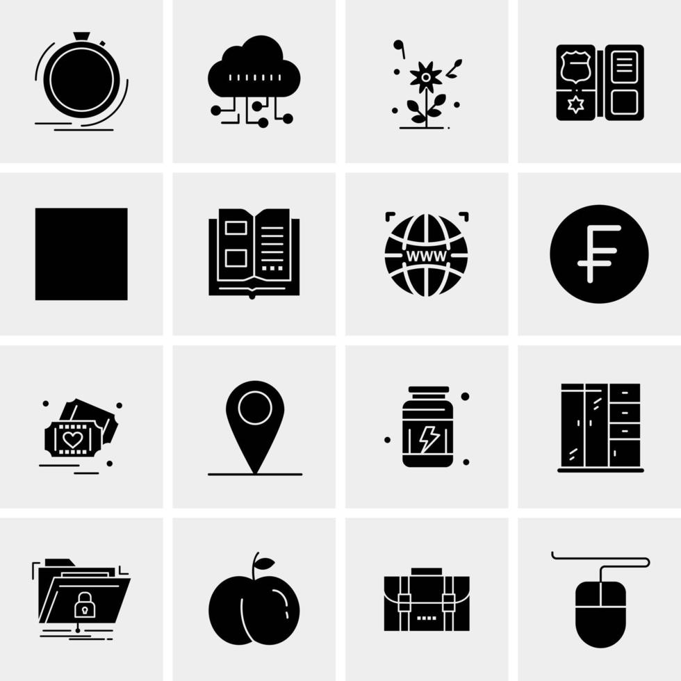 16 iconos de negocios universales vector ilustración de icono creativo para usar en proyectos relacionados con la web y dispositivos móviles