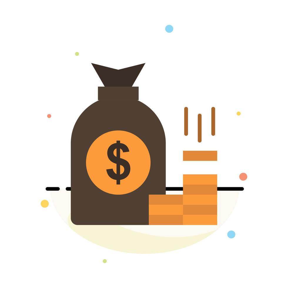 Money Bag Bank Finance Gold Savings Wealth Abstract Flat Color Icon Template vector