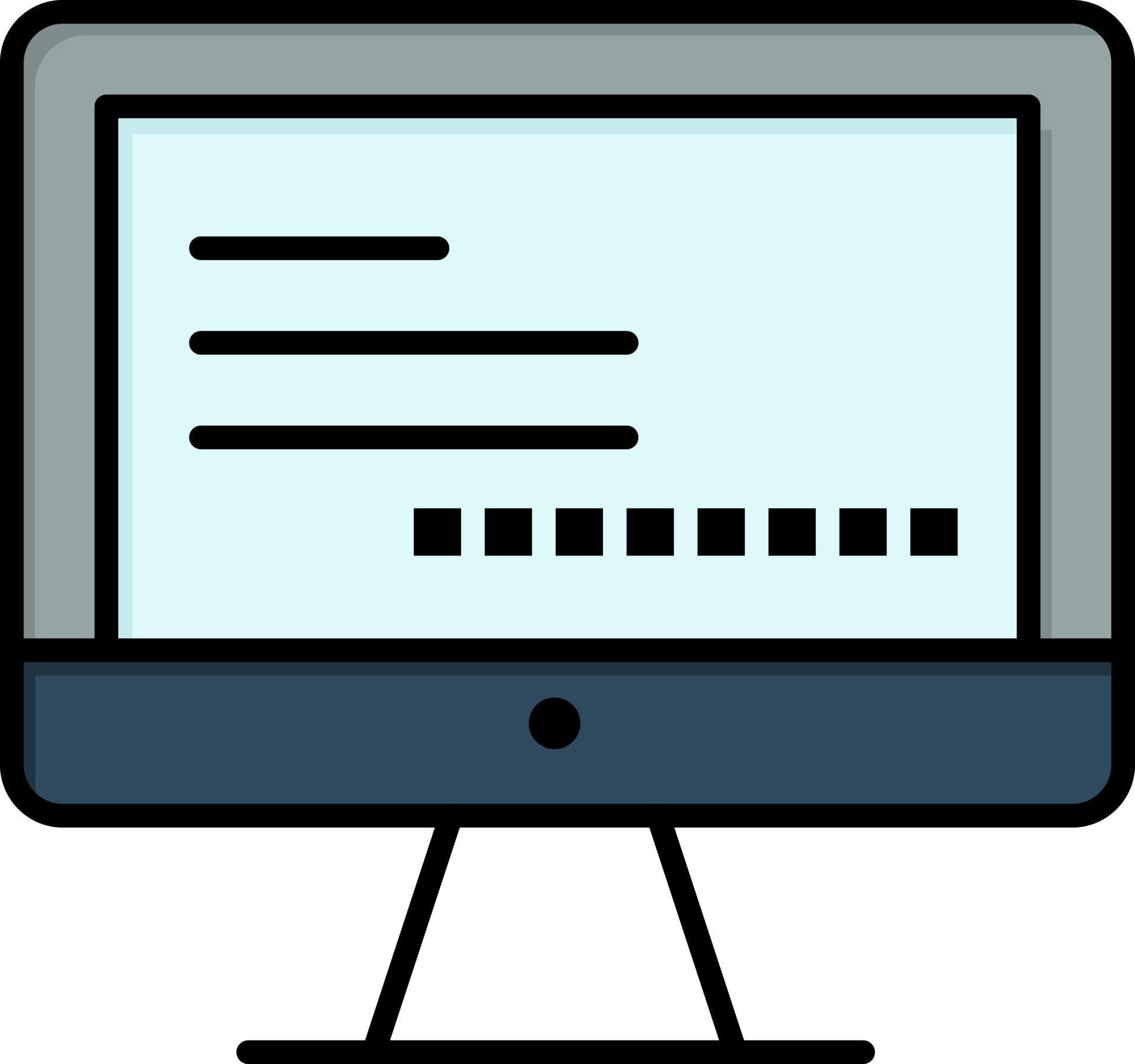 Computer Monitor Text Education Flat Color Icon Vector icon banner ...
