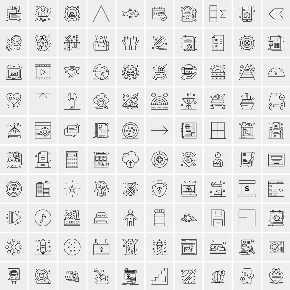 Pack of 100 Universal Line Icons for Mobile and Web vector