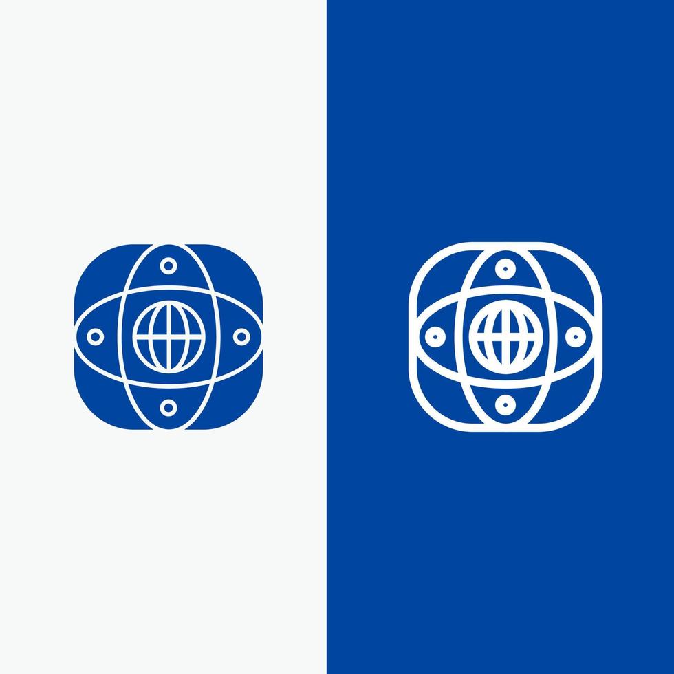 Artificial Connection Earth Global Globe Line and Glyph Solid icon Blue banner Line and Glyph Solid icon Blue banner vector