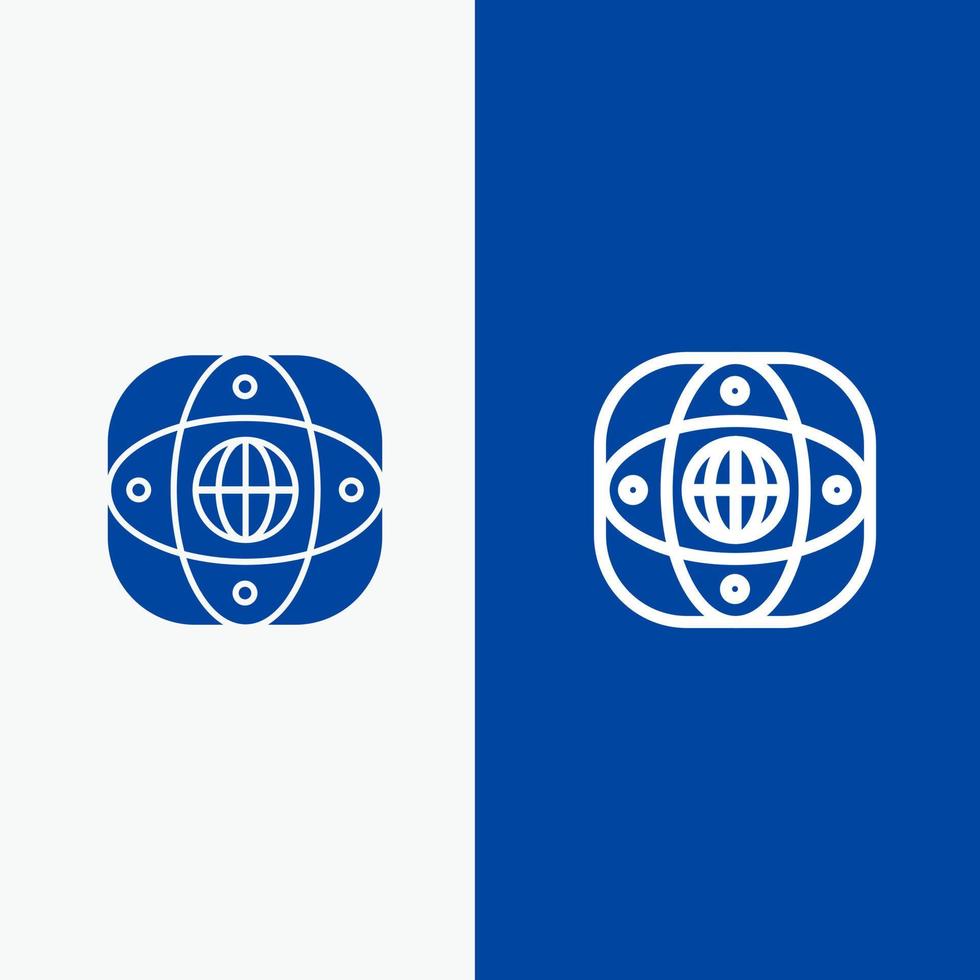 Artificial Connection Earth Global Globe Line and Glyph Solid icon Blue banner Line and Glyph Solid icon Blue banner vector