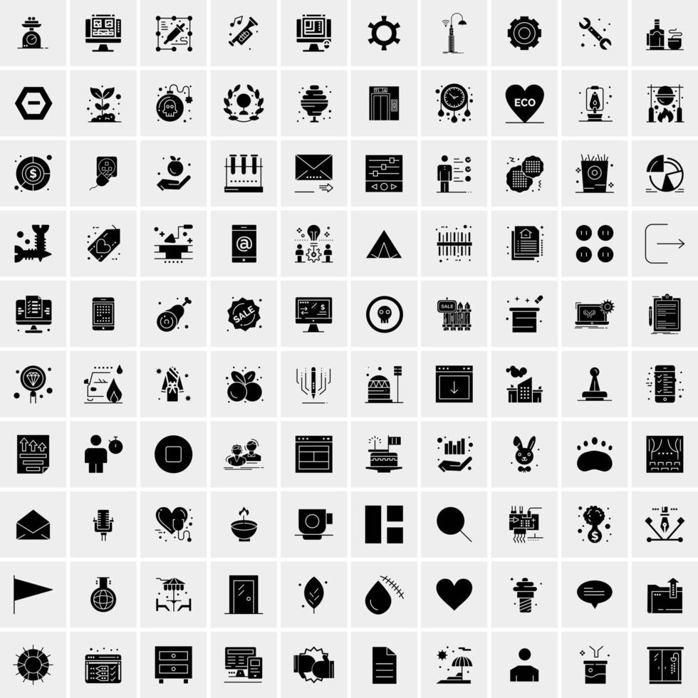 Set of 100 Universal Solid Icons vector