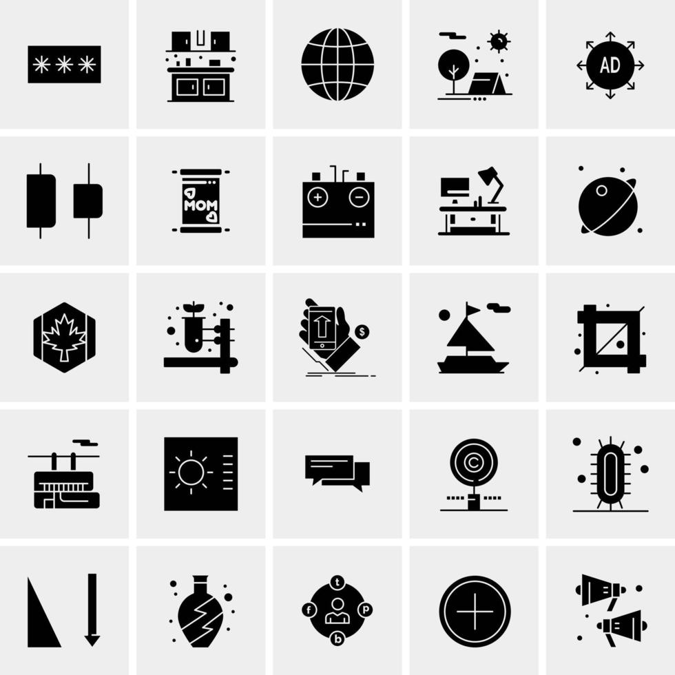 25 iconos de negocios universales vector ilustración de icono creativo para usar en proyectos relacionados con la web y dispositivos móviles