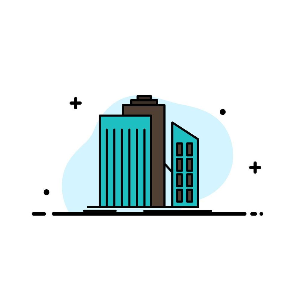 Skyscraper Architecture Buildings Business Office Real Estate  Business Flat Line Filled Icon Vector Banner Template