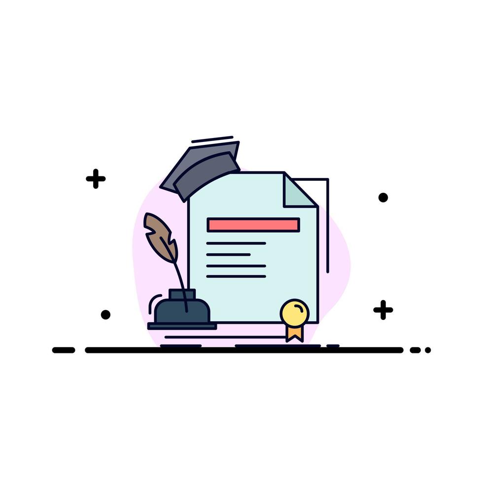 certificate degree education award agreement Flat Color Icon Vector