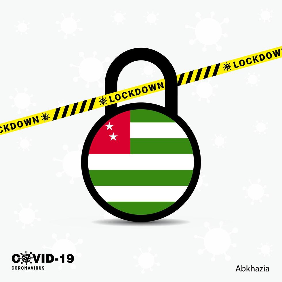 Abkhazia Lock DOwn Lock Coronavirus pandemic awareness Template COVID19 Lock Down Design vector