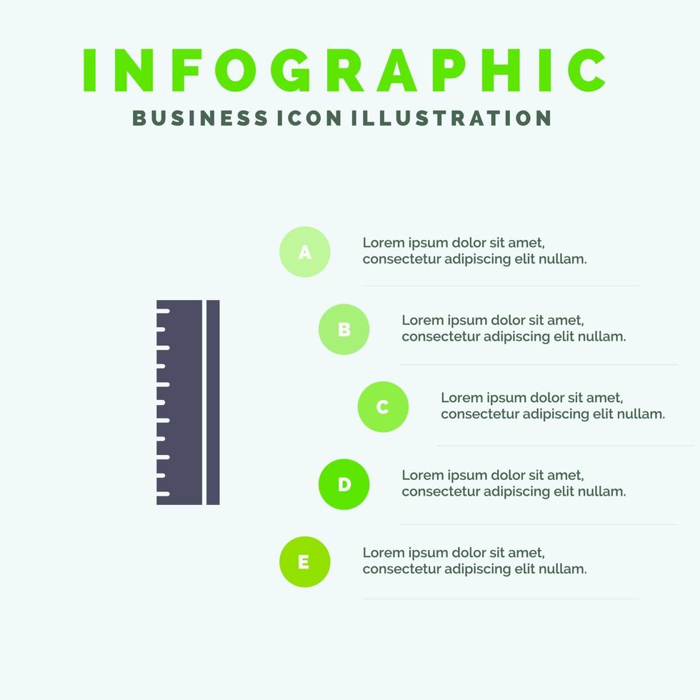 Education Ruler School Solid Icon Infographics 5 Steps Presentation Background vector