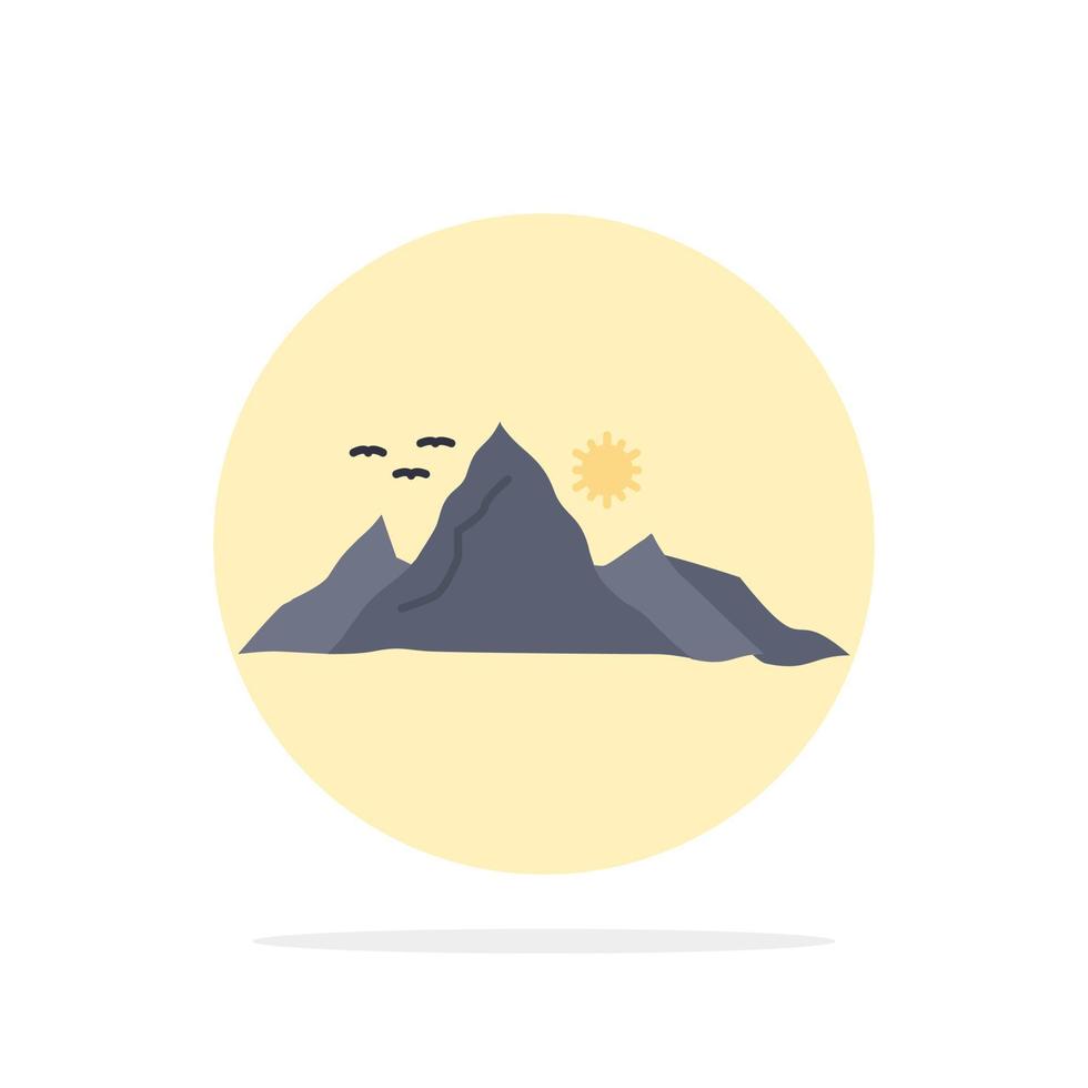 mountain landscape hill nature sun Flat Color Icon Vector