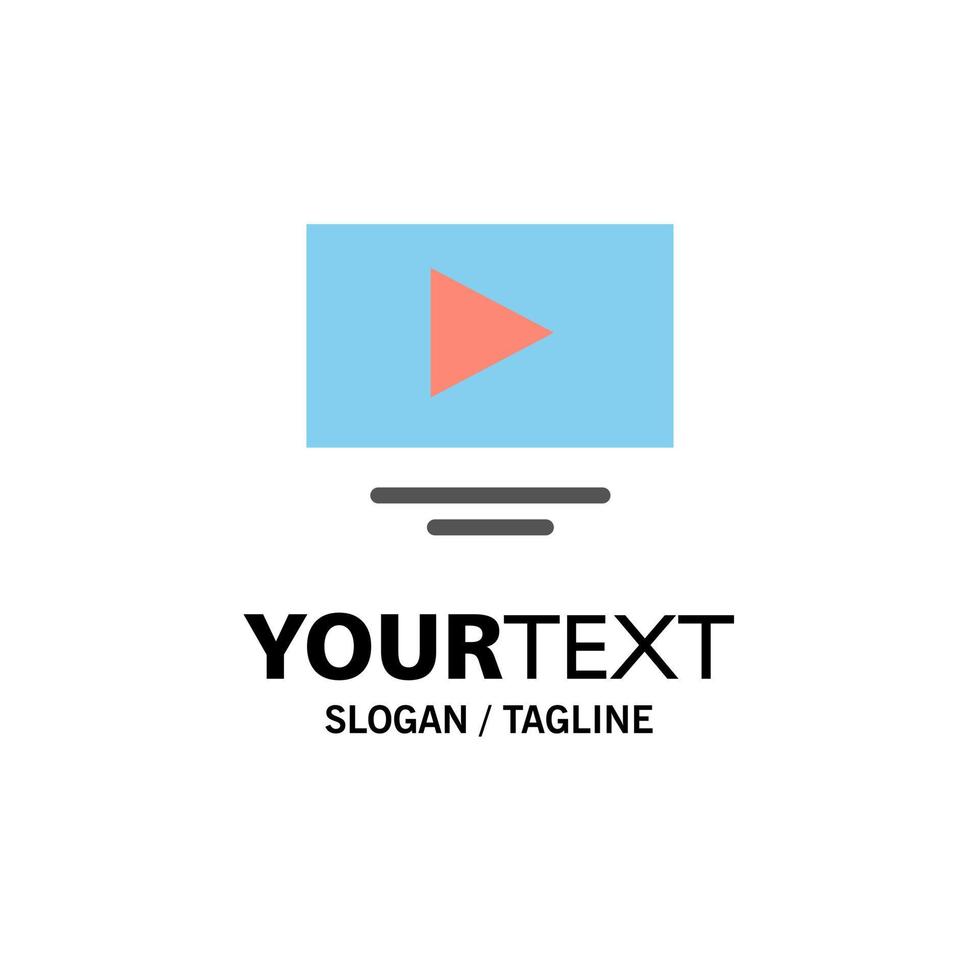 reproducción de video plantilla de logotipo de empresa de youtube color plano vector