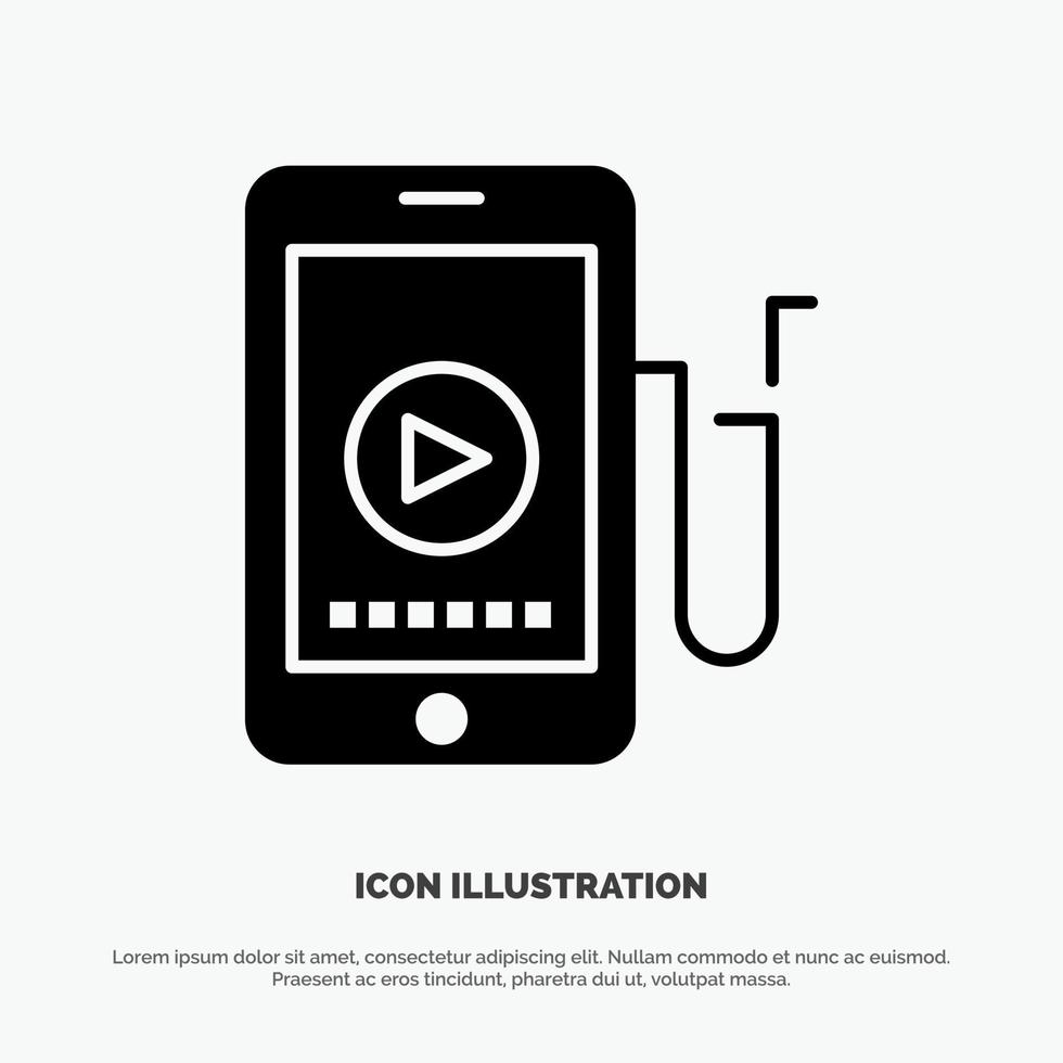 Music Mobile Cell Education Solid Black Glyph Icon vector