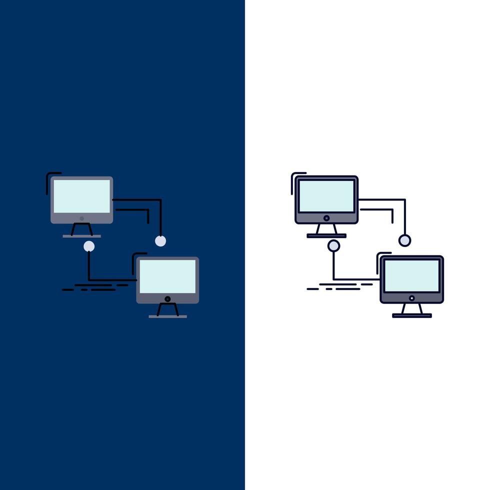 local lan connection sync computer Flat Color Icon Vector