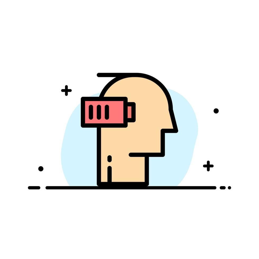 Battery Exhaustion Low Mental Mind  Business Flat Line Filled Icon Vector Banner Template