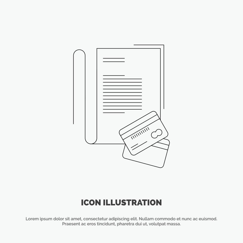 nota cuaderno tarjetas crédito línea icono vector