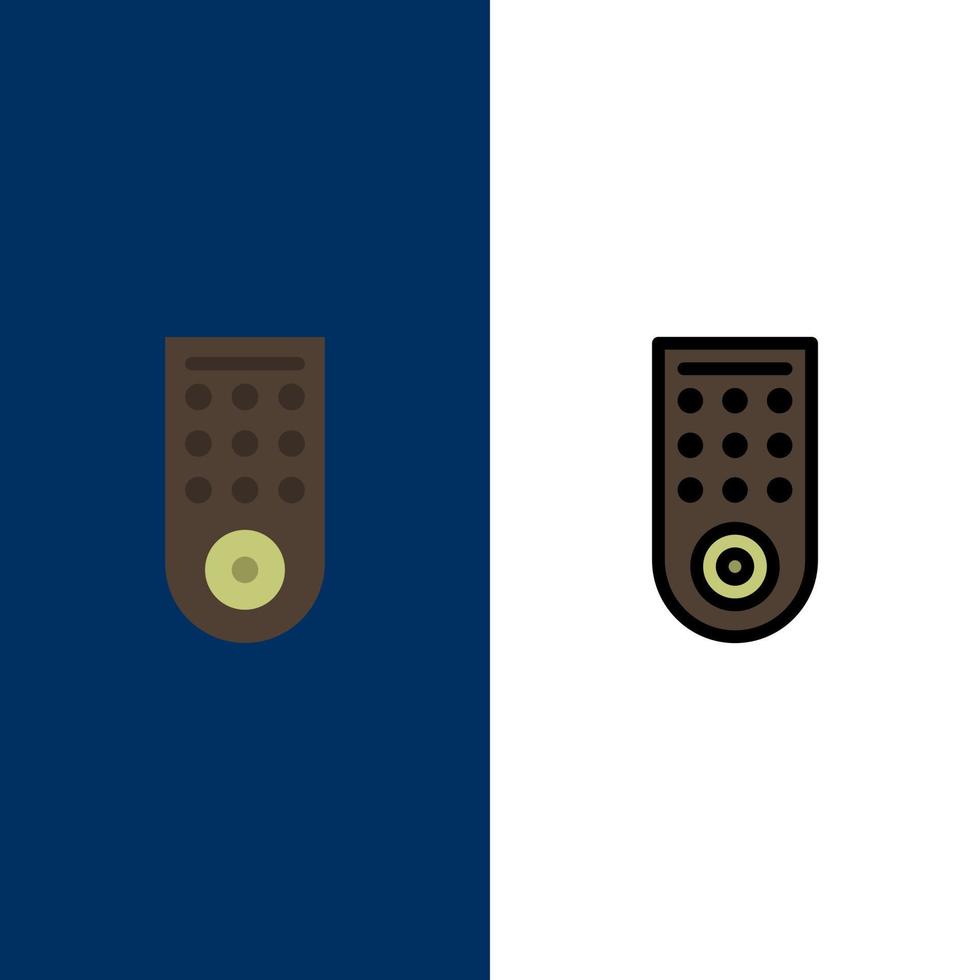 Control Remote TV  Icons Flat and Line Filled Icon Set Vector Blue Background