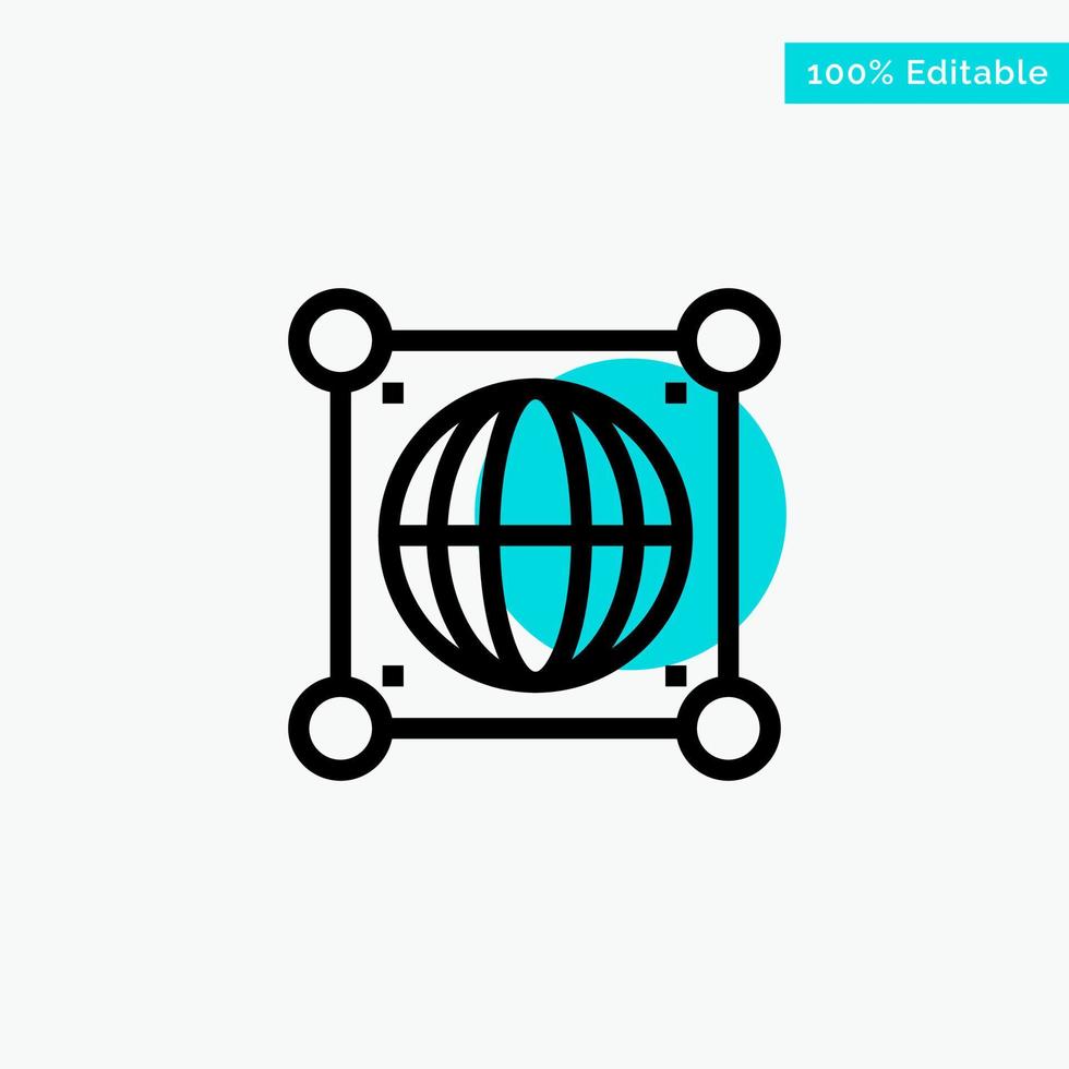 Globe Global World Science turquoise highlight circle point Vector icon